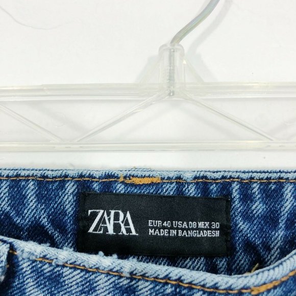 Zara Medium Wash Denim High Rise Mom Jeans - Size 8 - Picture 8 of 9